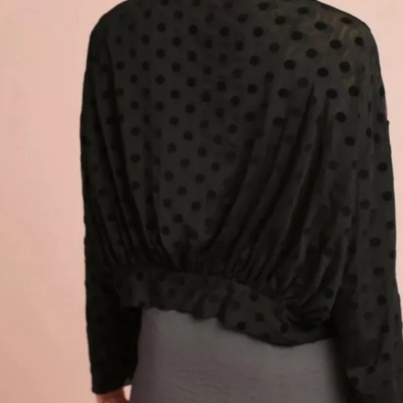 Anthropologie Ett:twa Black Lawrence Polka Dot Velvet Jacket Wrap Sz Small - Picture 3 of 4